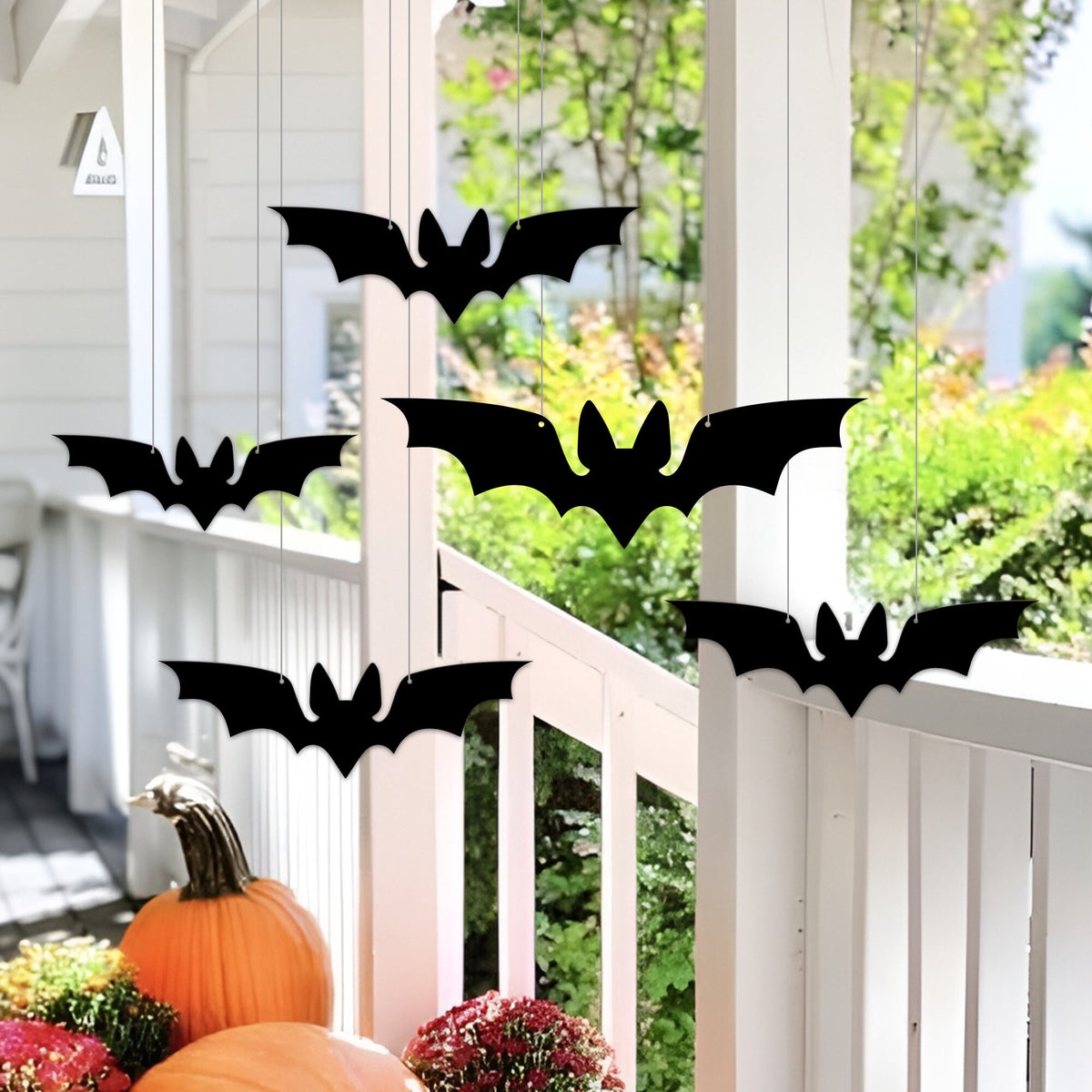 Halloween Hanging Black Bats, Aluminum Spooky Decor