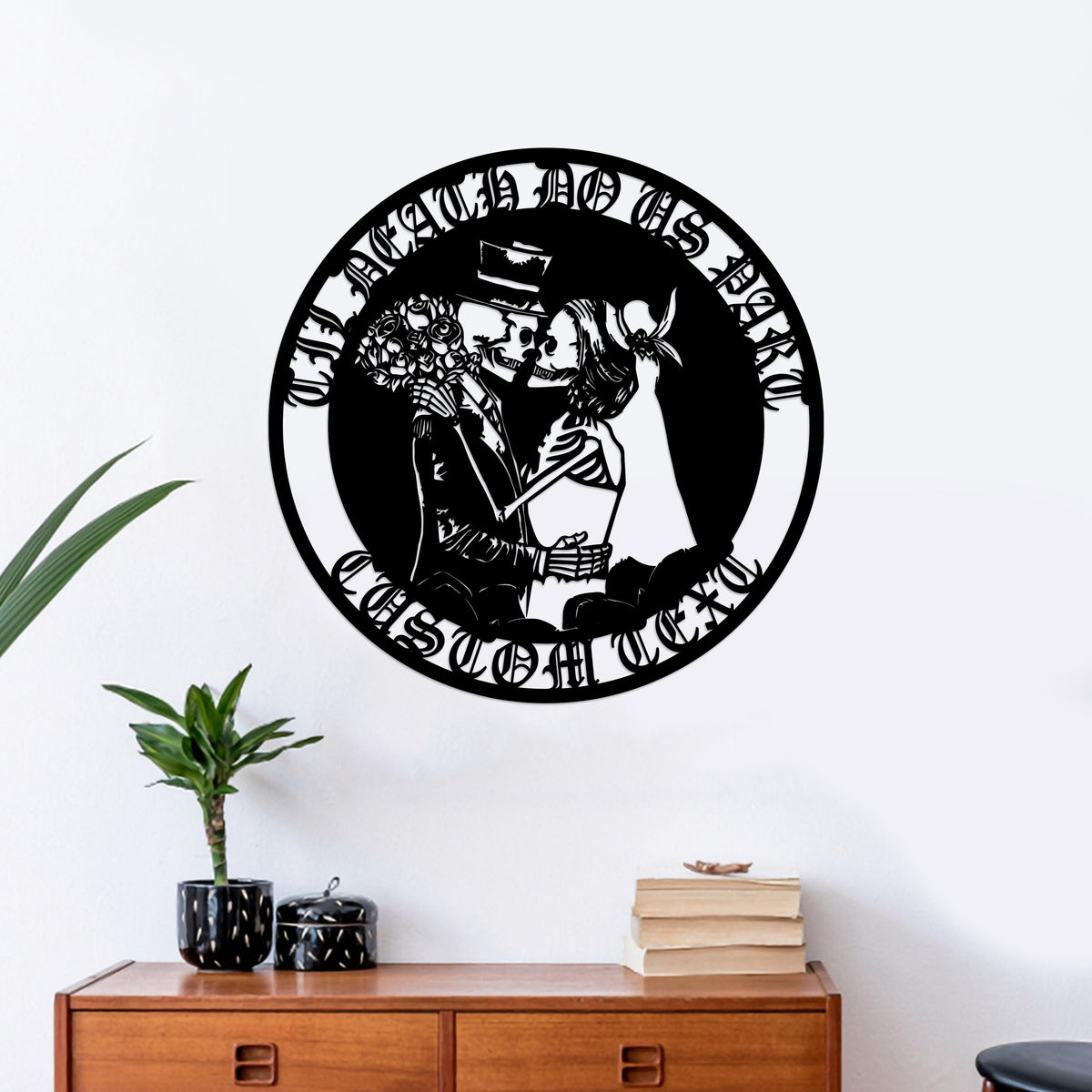 Custom Skeleton Couple Metal Wall Art, LED Light Sign