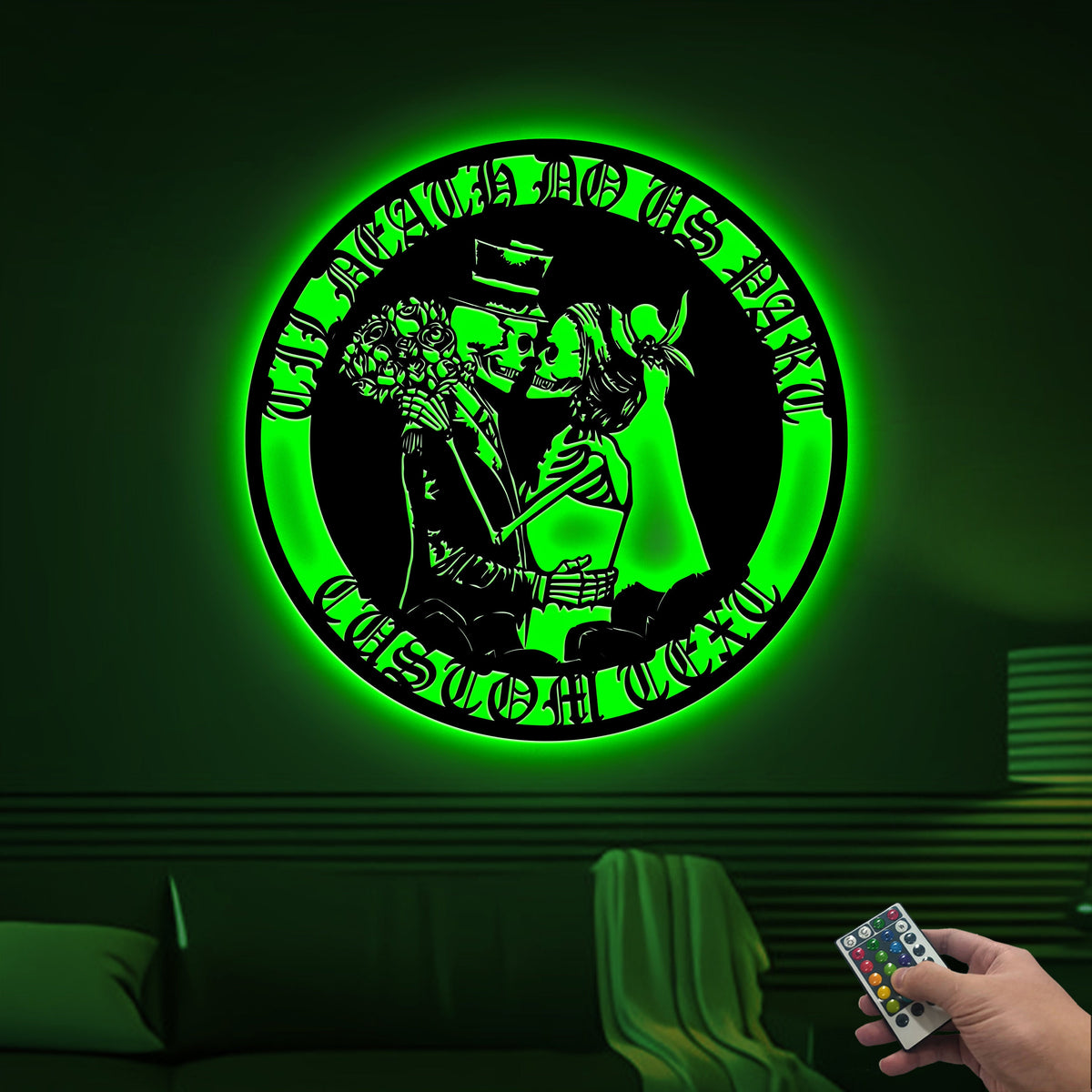 Custom Skeleton Couple Metal Wall Art, LED Light Sign