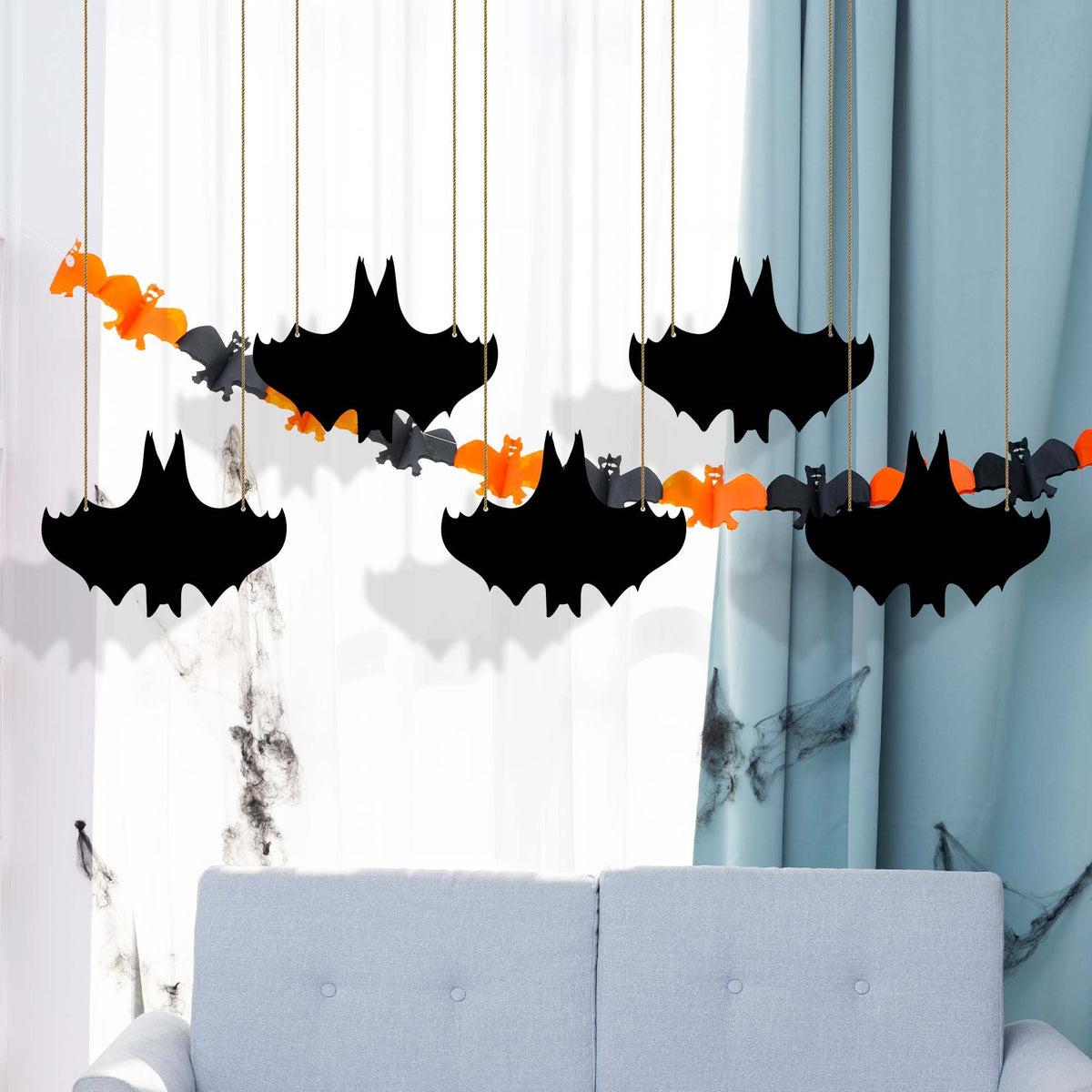 Hanging Black Bats, Halloween Aluminum Metal Sign, Spooky Decor