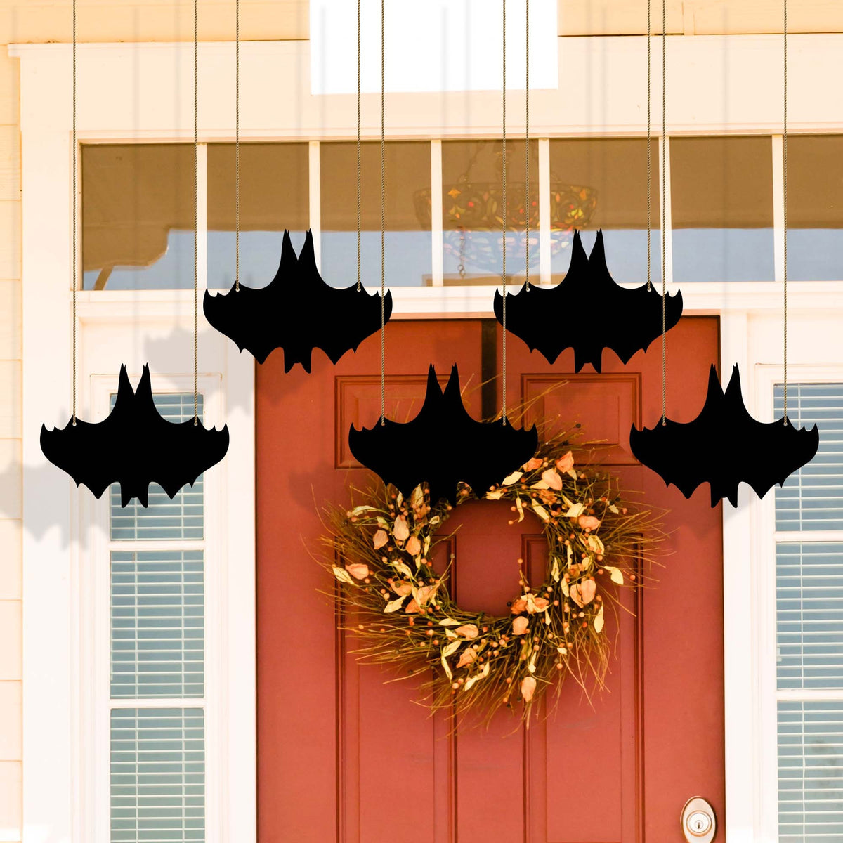 Hanging Black Bats, Halloween Aluminum Metal Sign, Spooky Decor