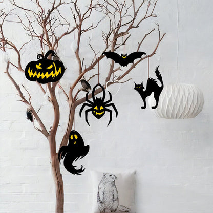 Halloween Hanging Ornaments, Spooky Polywood Decor, Set of 5