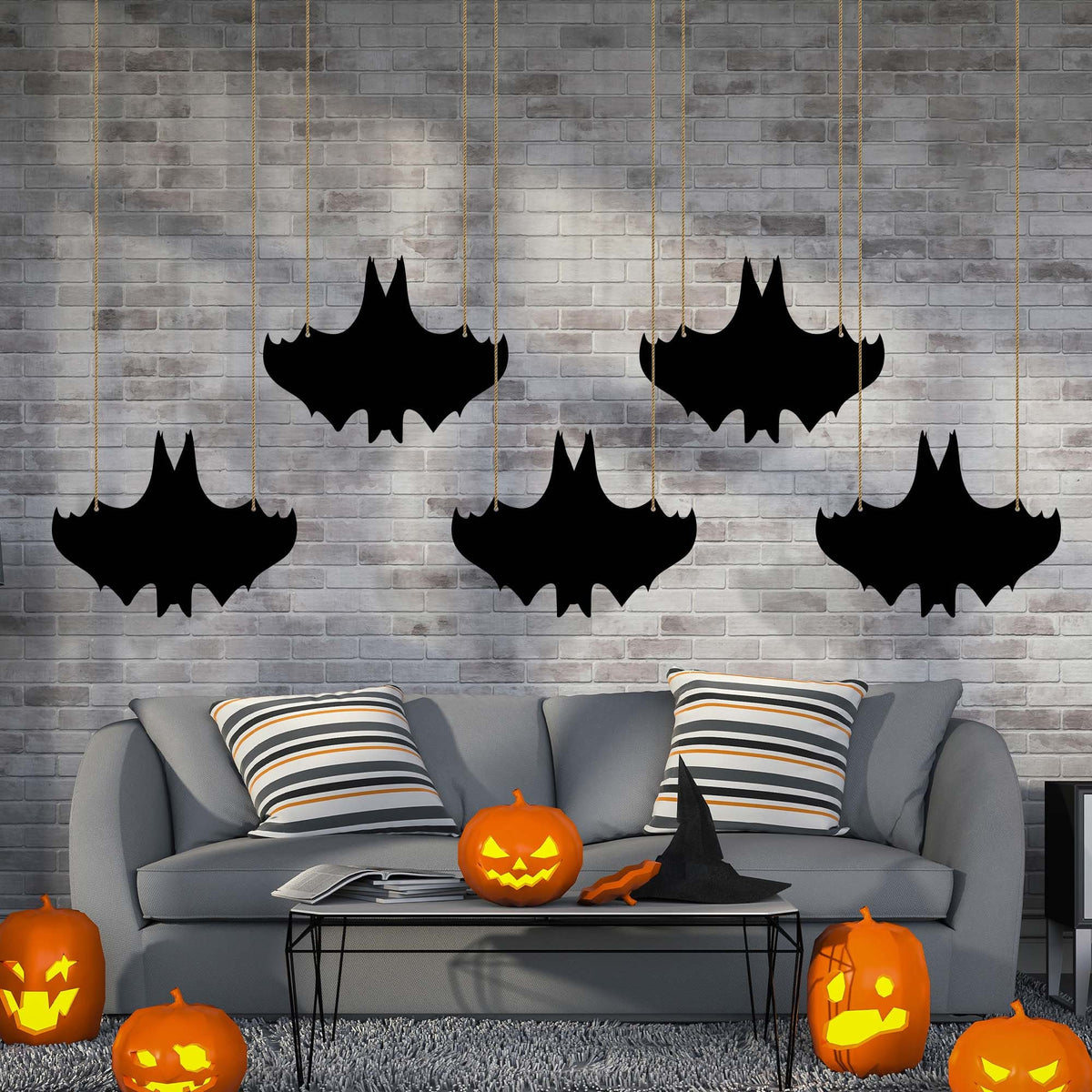 Hanging Black Bats, Halloween Aluminum Metal Sign, Spooky Decor