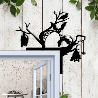Metal Halloween Bats Door Corner Decor, Spooky Silhouette Wall Art