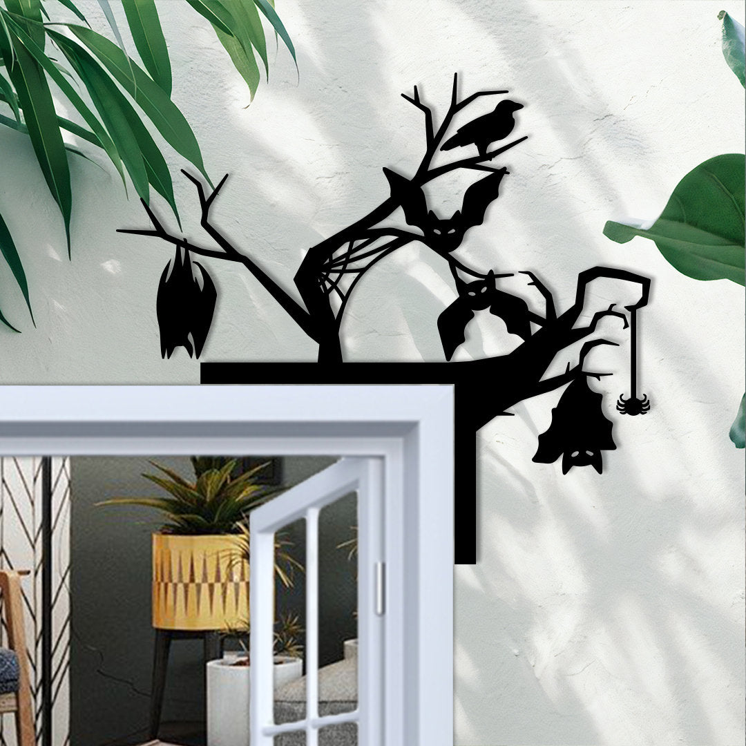 Metal Halloween Bats Door Corner Decor, Spooky Silhouette Wall Art