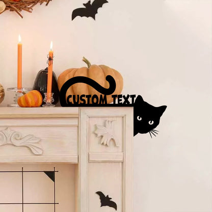 Custom Cat Metal Sign, Halloween Door Corner Decor, Black Cat Lover Gift