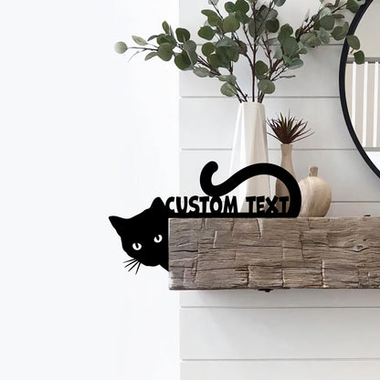 Custom Cat Metal Sign, Halloween Door Corner Decor, Black Cat Lover Gift