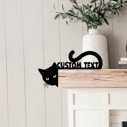 Custom Cat Metal Sign, Halloween Door Corner Decor, Black Cat Lover Gift