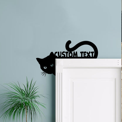 Custom Cat Metal Sign, Halloween Door Corner Decor, Black Cat Lover Gift