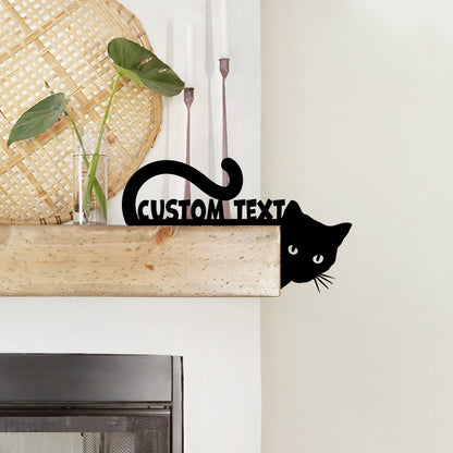 Custom Cat Metal Sign, Halloween Door Corner Decor, Black Cat Lover Gift