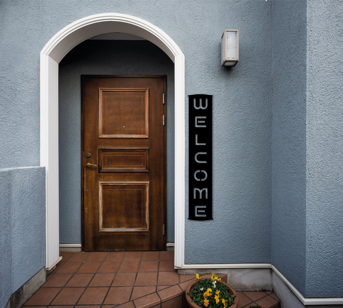 Vertical Welcome Metal Sign, 16 Gauge Steel Front Porch Decor
