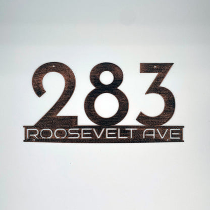 Personalized Metal Address Sign, Modern House Number, 16 Gauge Steel