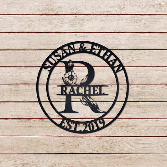 Custom Family Name Metal Sign, Personalized Wall Decor