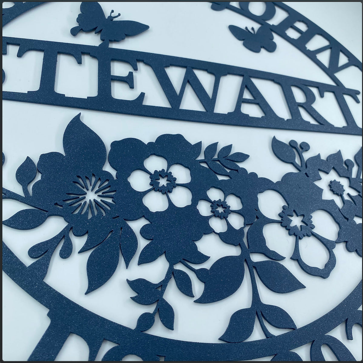 Personalized Floral Family Name Metal Sign, Wedding Anniversary Gift