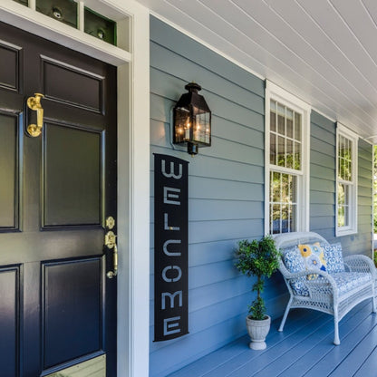 Vertical Welcome Metal Sign, 16 Gauge Steel Front Porch Decor