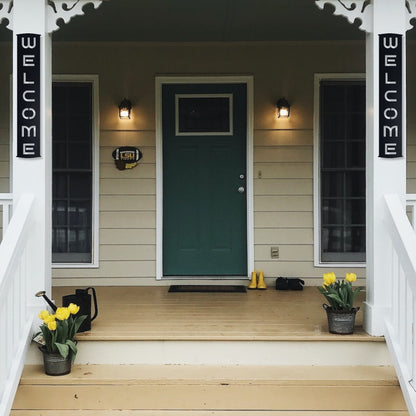 Vertical Welcome Metal Sign, 16 Gauge Steel Front Porch Decor