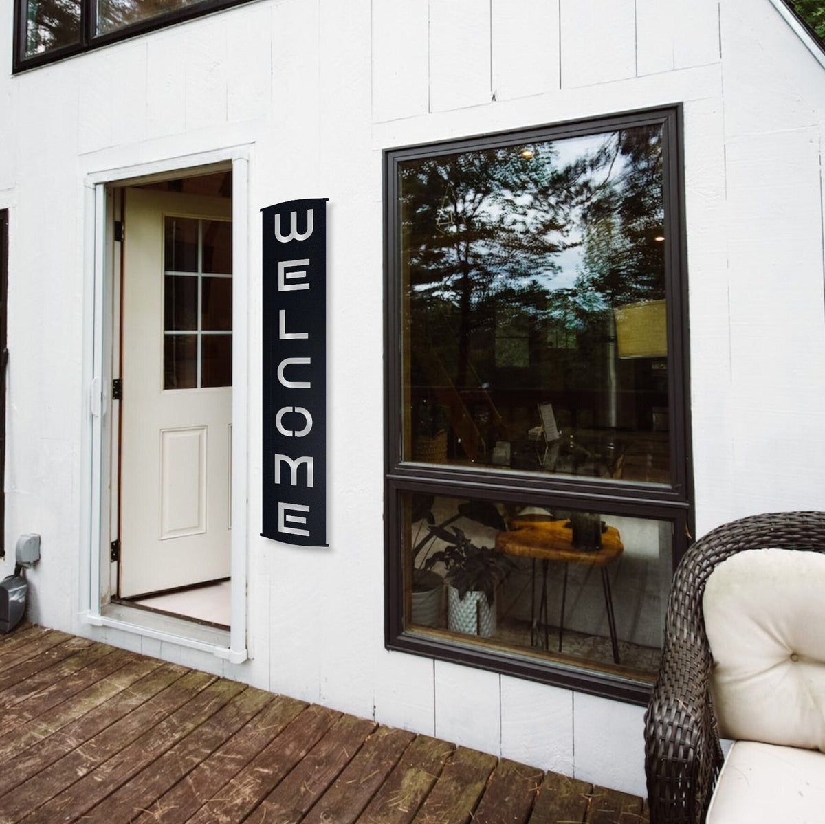 Vertical Welcome Metal Sign, 16 Gauge Steel Front Porch Decor