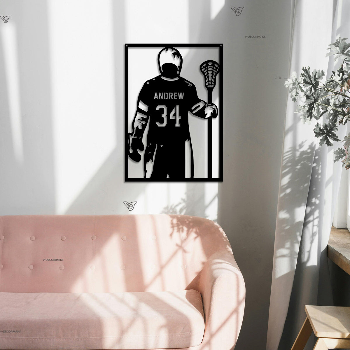 Custom Lacrosse Metal Sign with LED Light, Lacrosse Player Wall Art, Lacrosse Player Gift, Gift for Him, Home Decor, Gift For Kid