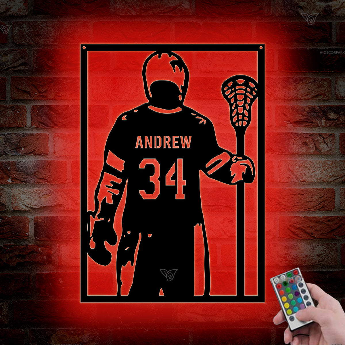 Custom Lacrosse Metal Sign with LED Light, Lacrosse Player Wall Art, Lacrosse Player Gift, Gift for Him, Home Decor, Gift For Kid