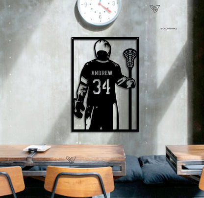 Custom Lacrosse Metal Sign with LED Light, Lacrosse Player Wall Art, Lacrosse Player Gift, Gift for Him, Home Decor, Gift For Kid