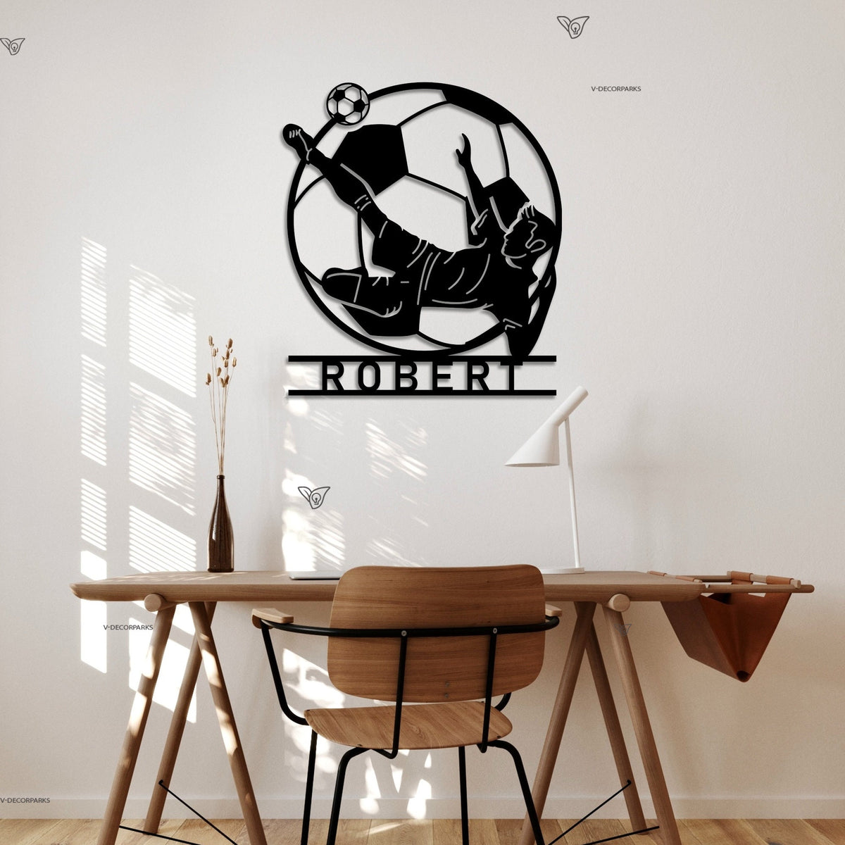 Custom Football Player Metal Sign with LED Light, Football Player Name Sign, Metal Soccer Wall Art, Boys Room Decor, Football Lover Gift