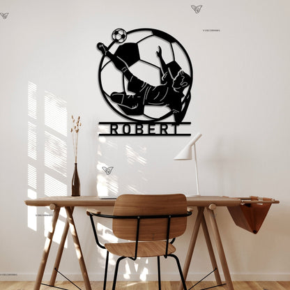 Custom Football Player Metal Sign with LED Light, Football Player Name Sign, Metal Soccer Wall Art, Boys Room Decor, Football Lover Gift