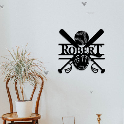 Custom Baseball Metal Sign with LED Lights, Baseball Wall Decor, Baseball Player Gift, Baseball Player Name Sign, Birthday Gift for Him