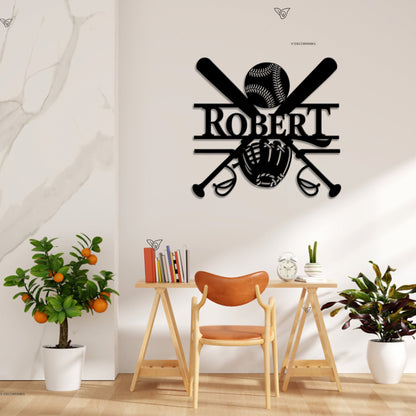 Custom Baseball Metal Sign with LED Lights, Baseball Wall Decor, Baseball Player Gift, Baseball Player Name Sign, Birthday Gift for Him