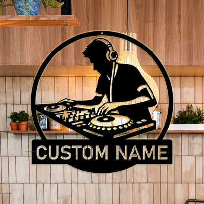 Custom DJ Metal Wall Art With Led Lights, Personalized Deejay Name Sign, Music Lovers Gift, Music Club Decor, Bar Decor, Home Decor