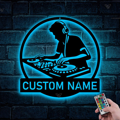 Custom DJ Metal Wall Art With Led Lights, Personalized Deejay Name Sign, Music Lovers Gift, Music Club Decor, Bar Decor, Home Decor