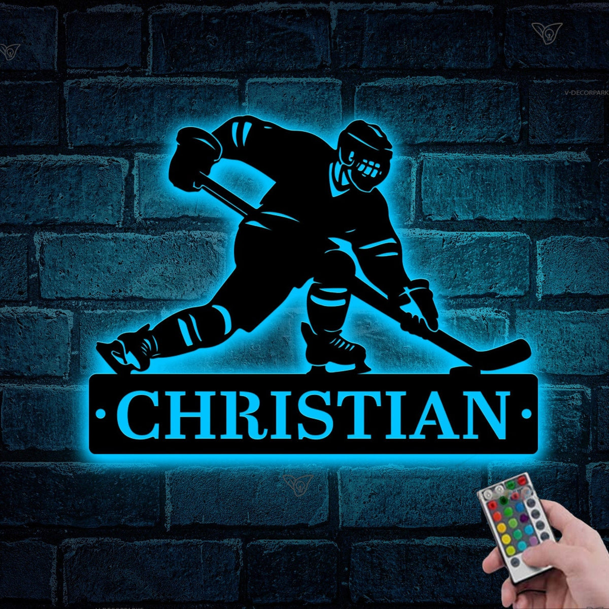 Custom Hockey Metal Sign with Led Light, Hockey Name Sign, Hockey Wall Decor, Hockey Player Gifts, Home Decor, Hockey Gifts, Gift for Him