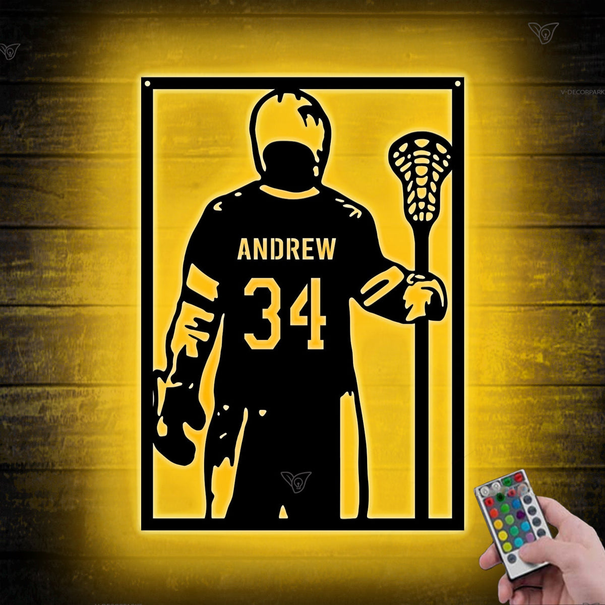 Custom Lacrosse Metal Sign with LED Light, Lacrosse Player Wall Art, Lacrosse Player Gift, Gift for Him, Home Decor, Gift For Kid