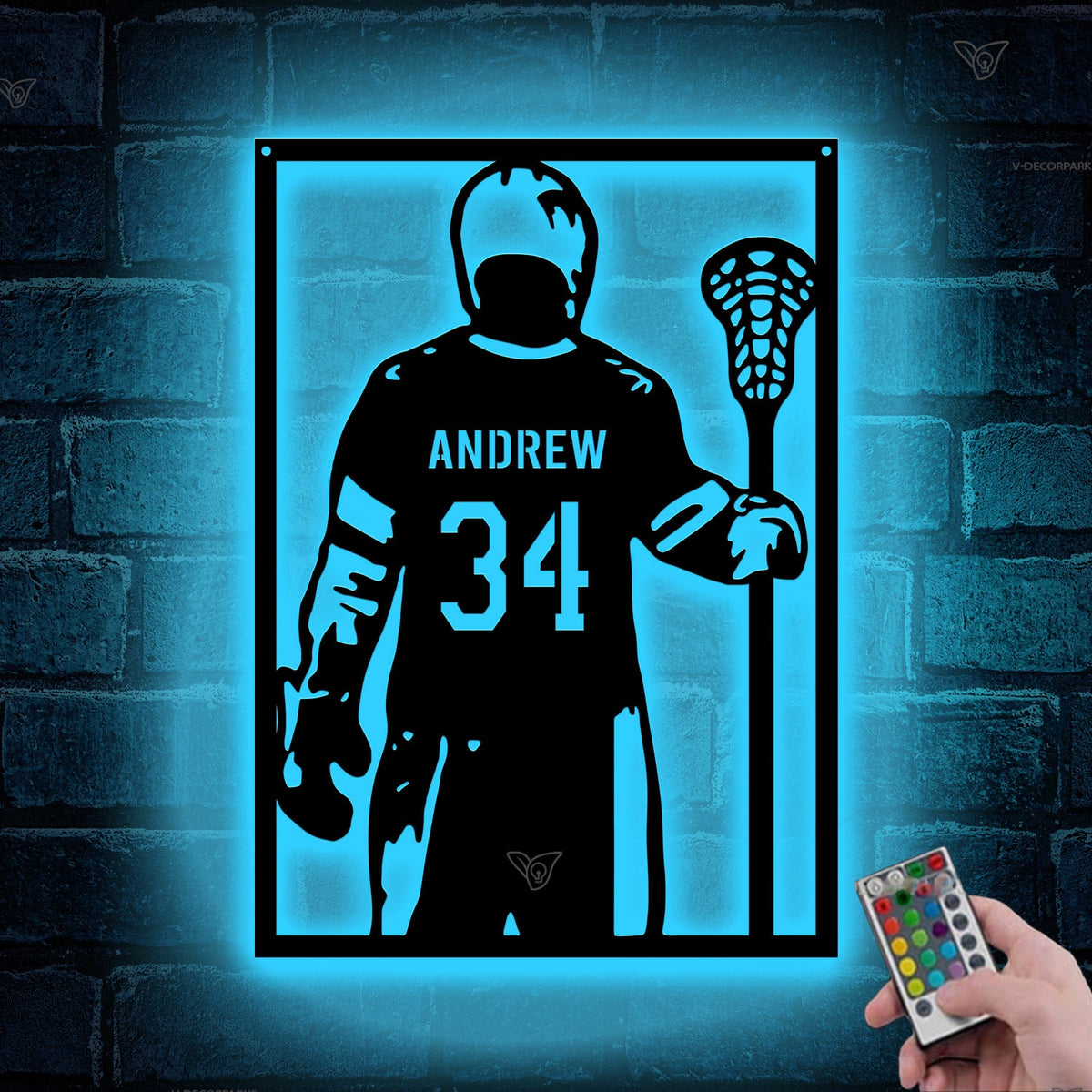 Custom Lacrosse Metal Sign with LED Light, Lacrosse Player Wall Art, Lacrosse Player Gift, Gift for Him, Home Decor, Gift For Kid