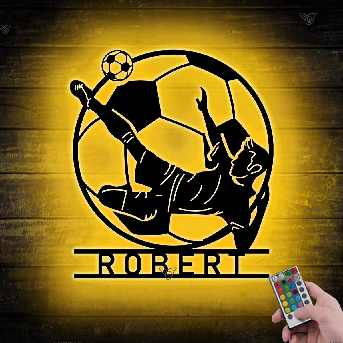 Custom Football Player Metal Sign with LED Light, Football Player Name Sign, Metal Soccer Wall Art, Boys Room Decor, Football Lover Gift