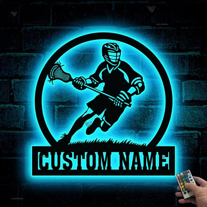 Custom Lacrosse Player Metal Sign Led Light, Lacrosse Player Gift, Lacrosse Player Wall Art, Birthday Gift for Him, Boys Room Decor