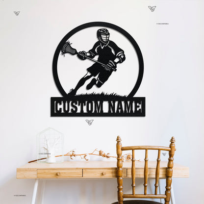 Custom Lacrosse Player Metal Sign Led Light, Lacrosse Player Gift, Lacrosse Player Wall Art, Birthday Gift for Him, Boys Room Decor