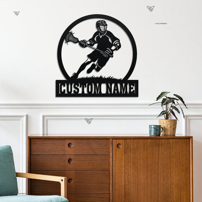 Custom Lacrosse Player Metal Sign Led Light, Lacrosse Player Gift, Lacrosse Player Wall Art, Birthday Gift for Him, Boys Room Decor