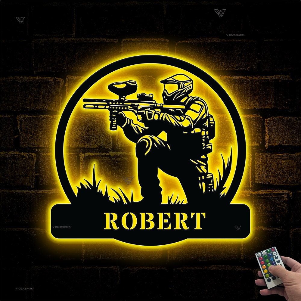 Custom Paintball Metal Sign with Led Light, PaintballMetal Wall Art, Paintball Lover Gift, Gift For Man, Paintball Lover Gift