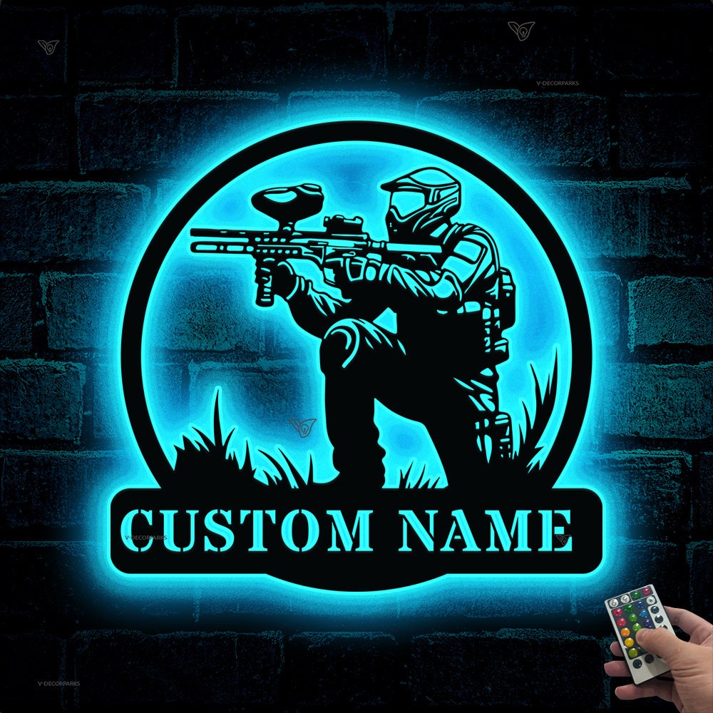 Custom Paintball Metal Sign with Led Light, PaintballMetal Wall Art, Paintball Lover Gift, Gift For Man, Paintball Lover Gift