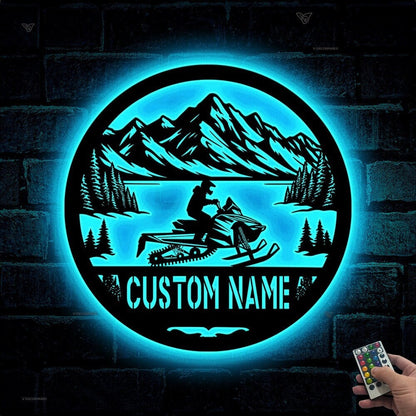 Custom Snowmobile Metal Sign with LED Light, Personalized Ski-Doo Name Sign, Snowmobile Sign, Snowmobile Decor, Home Decor, Gift for Him