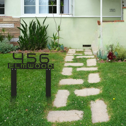 Custom Metal Address Sign with Stakes – Personalized Street Name Plaque