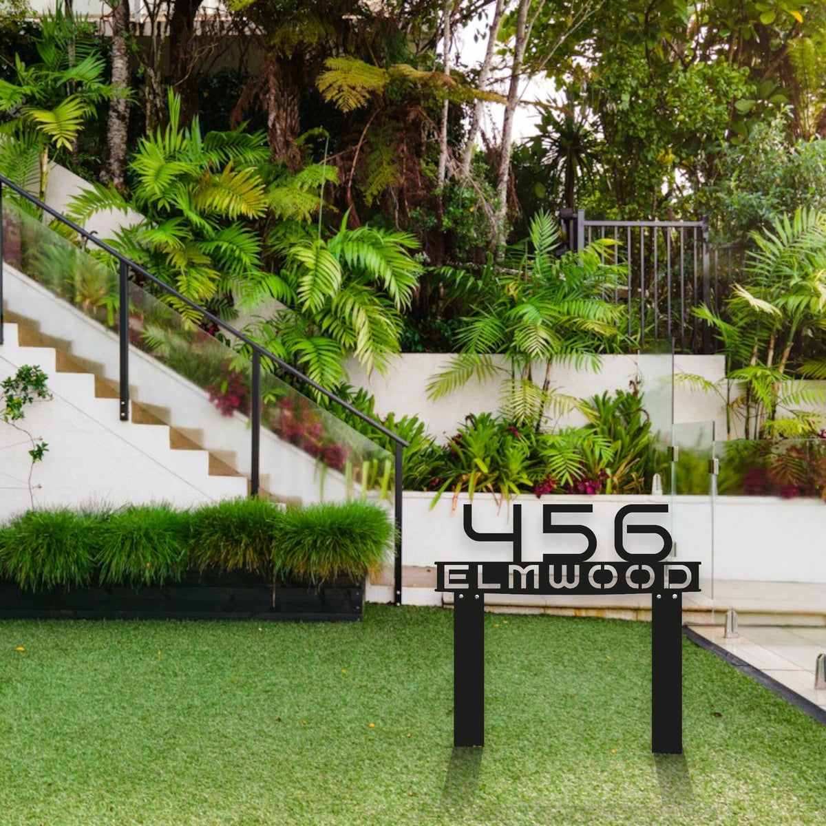 Custom Metal Address Sign with Stakes – Personalized Street Name Plaque