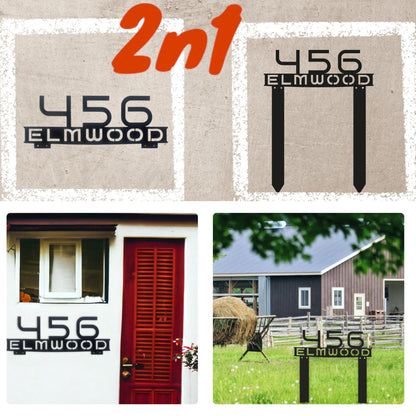 Custom Metal Address Sign with Stakes – Personalized Street Name Plaque