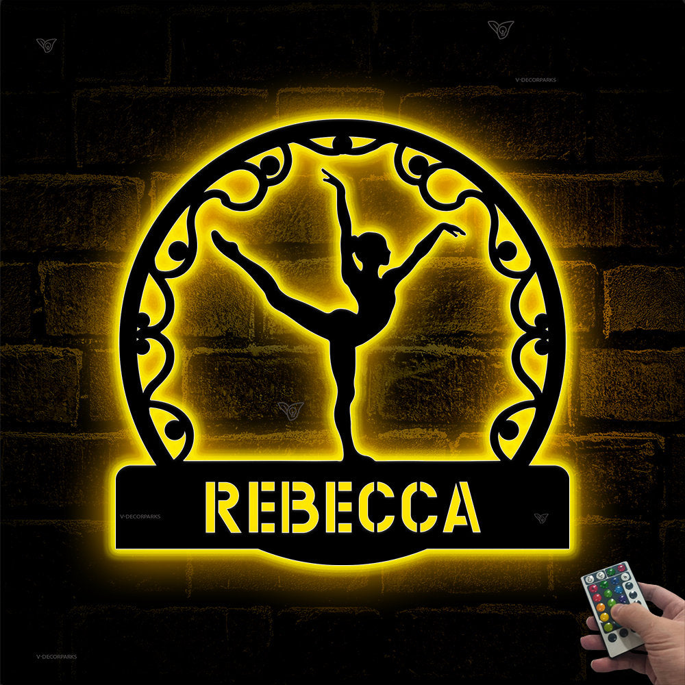 Custom Gymnastics Metal Sign with Led lights, Gymnastics Sign, Personalized Gymnast Name Sign, Gift For Athletes, Birthday Gift