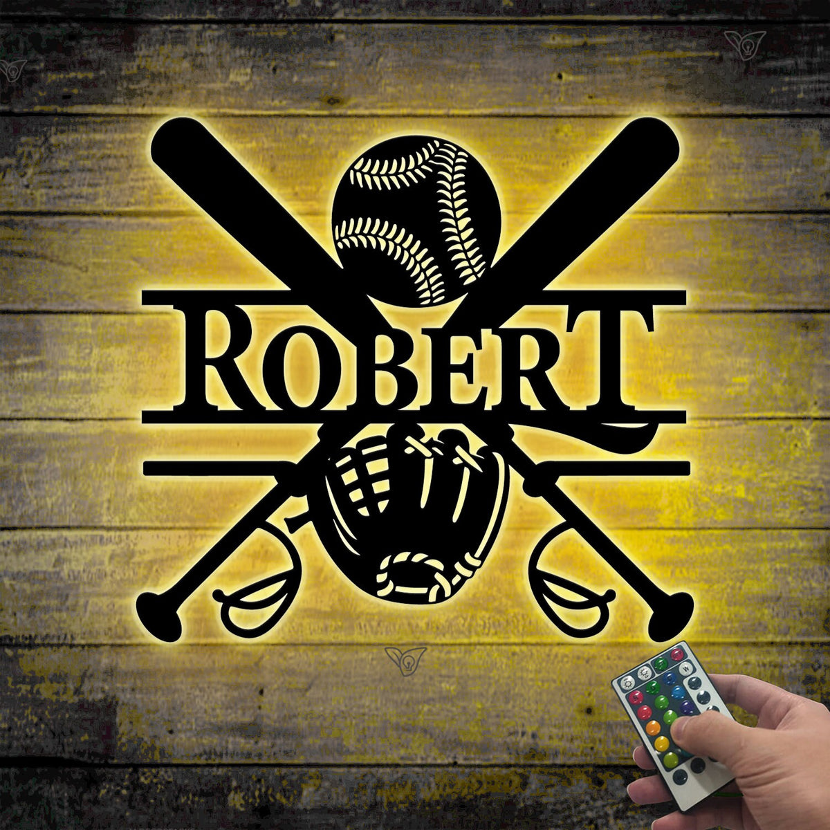 Custom Baseball Metal Sign with LED Lights, Baseball Wall Decor, Baseball Player Gift, Baseball Player Name Sign, Birthday Gift for Him