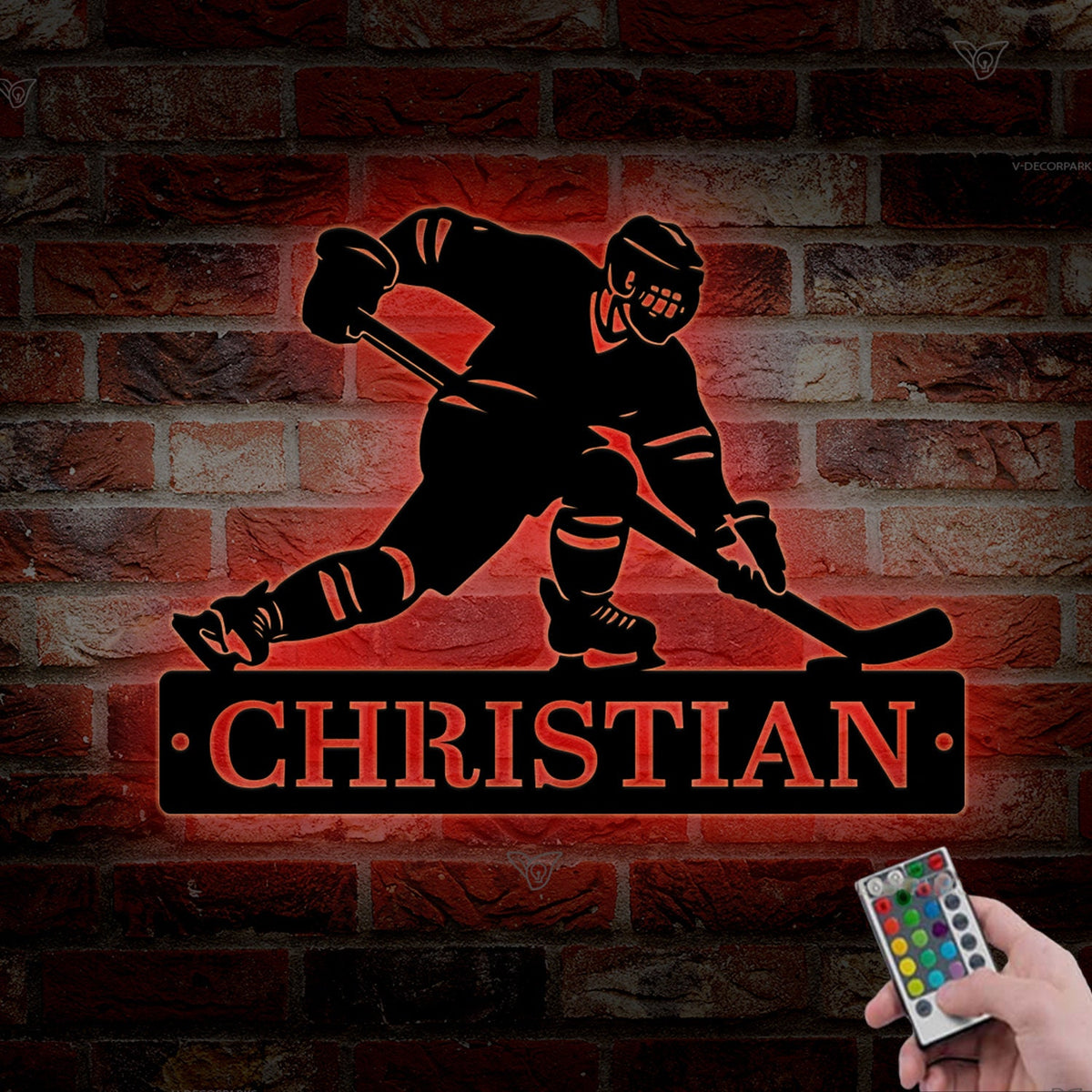 Custom Hockey Metal Sign with Led Light, Hockey Name Sign, Hockey Wall Decor, Hockey Player Gifts, Home Decor, Hockey Gifts, Gift for Him