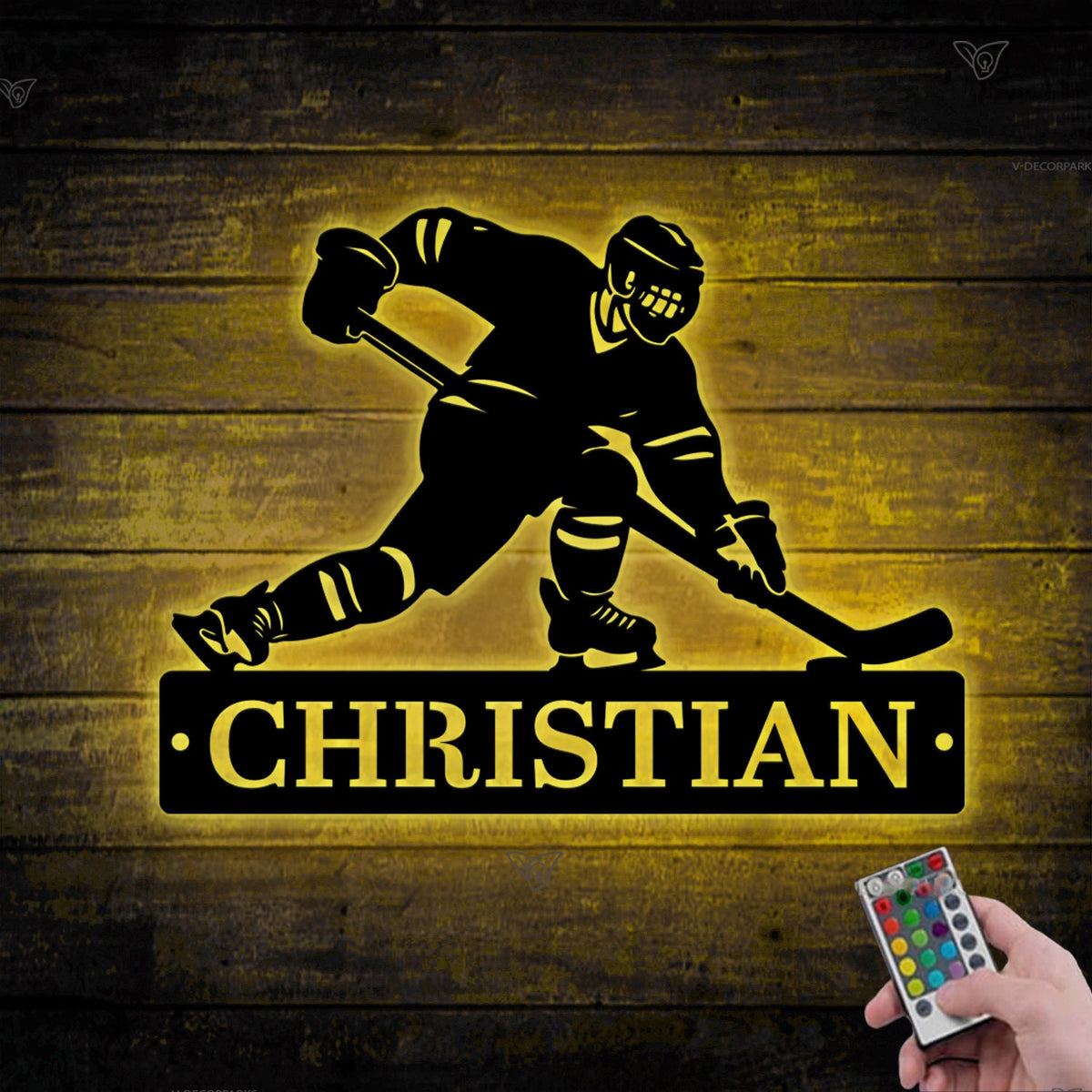 Custom Hockey Metal Sign with Led Light, Hockey Name Sign, Hockey Wall Decor, Hockey Player Gifts, Home Decor, Hockey Gifts, Gift for Him