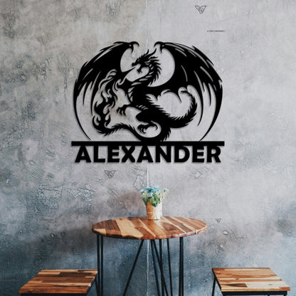 Custom Dragon Metal Wall Art with LED Lights, Dragon Metal Sign, Dragon Lover Gift, Room Decor, Gift for Him, Mythologic Decor
