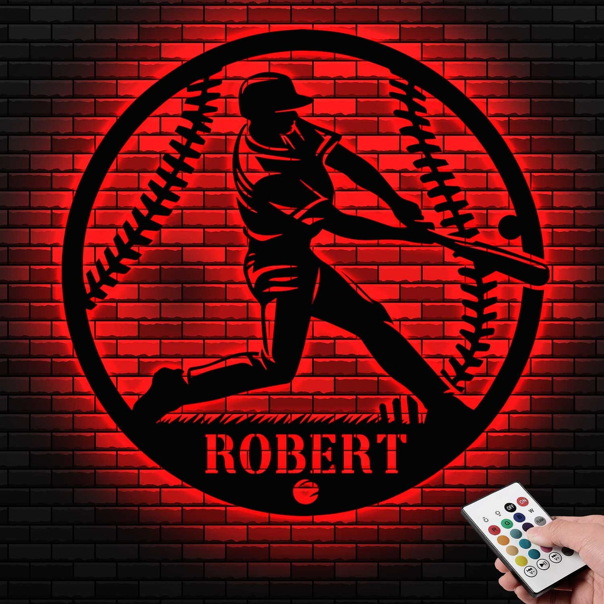 Personalized Baseball Metal Sign with LED Lights, Baseball Wall Art, Baseball Player Gift, Baseball Player Name Sign, Gift for Him