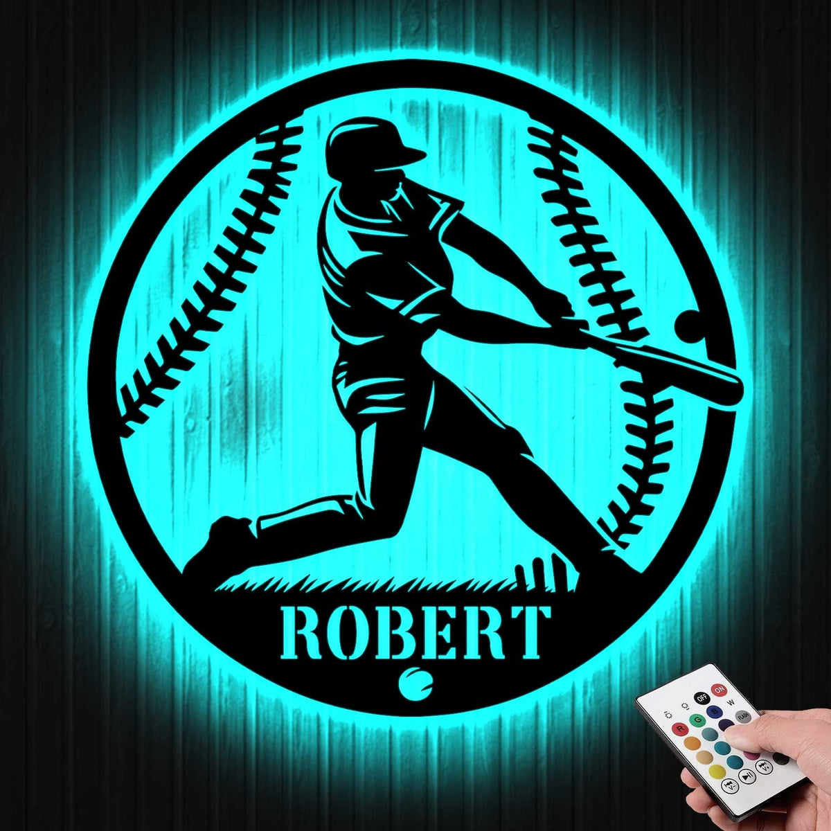Personalized Baseball Metal Sign with LED Lights, Baseball Wall Art, Baseball Player Gift, Baseball Player Name Sign, Gift for Him
